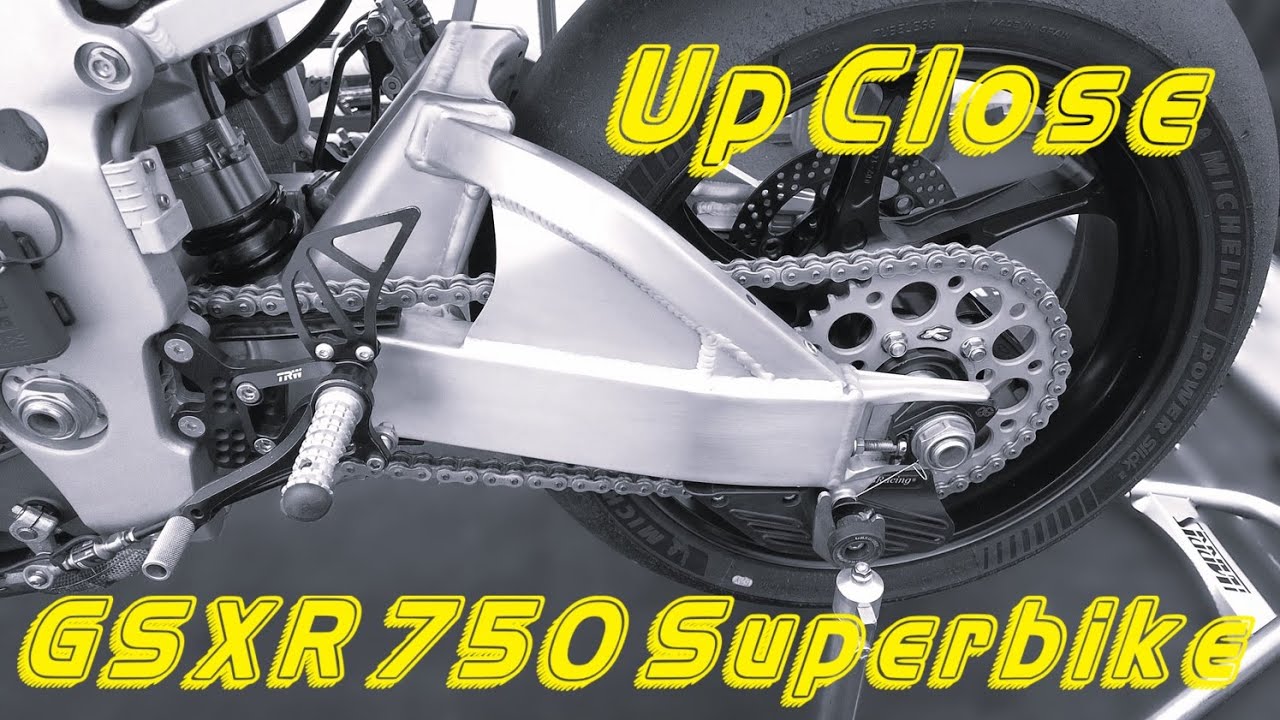 Супербайк Suzuki GSXR 750 SRAD КРУПНЫМ ПЛАНОМ. Специальный гоночный мотоцикл Тома Видена для Гран...