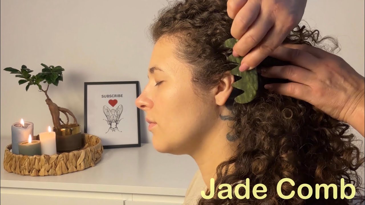 ASMR Jade Comb Scalp Massage & Hair Brushing Sounds (No Talking) 1 Hour for Sleep