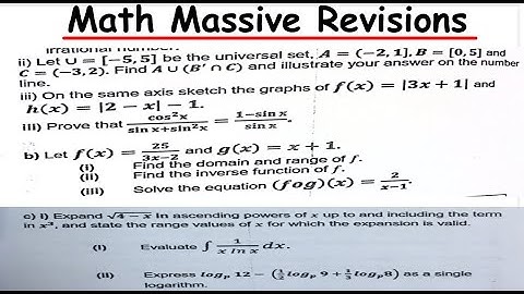 Math Exam Revisions - First years in College