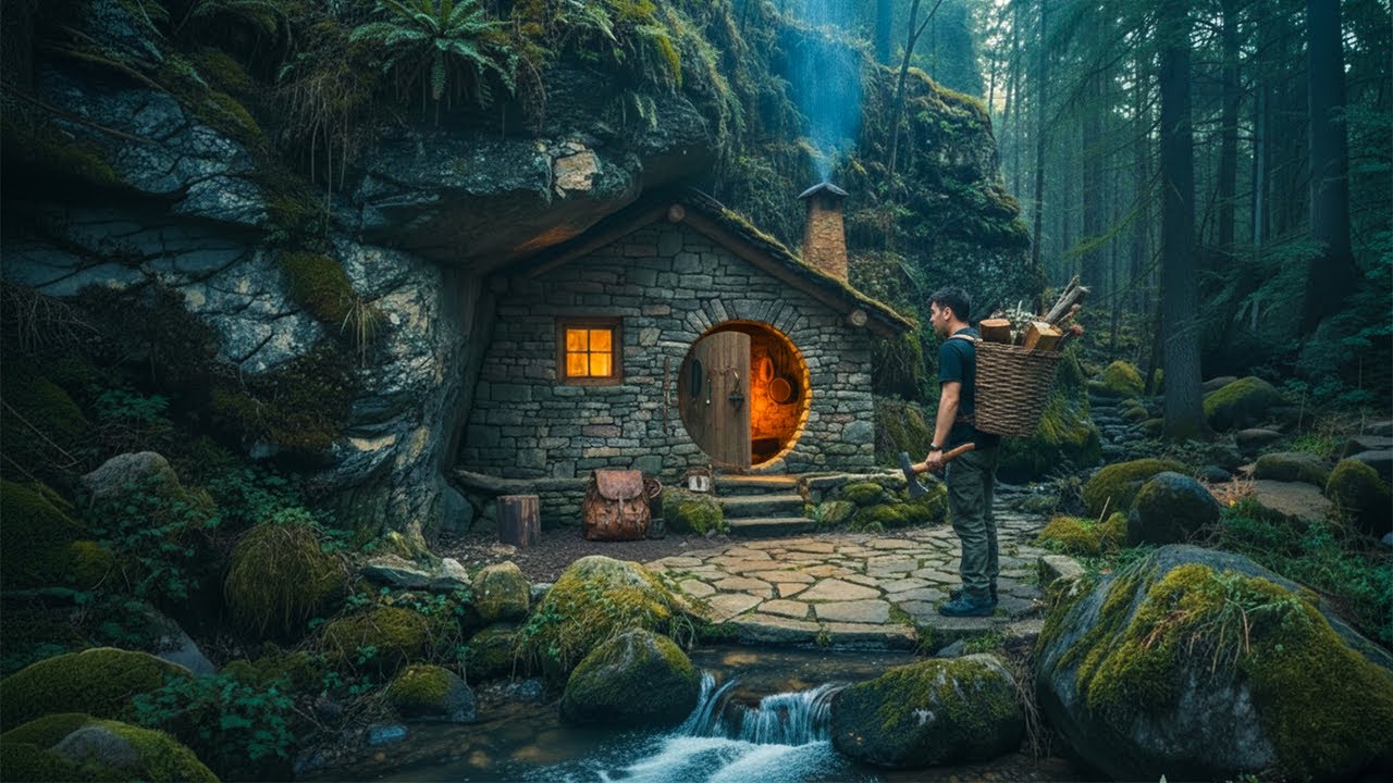 Build a Cozy Shelter Out of Clay and Stone. Secret Bunker, Jungle Survival Skills, Survival.