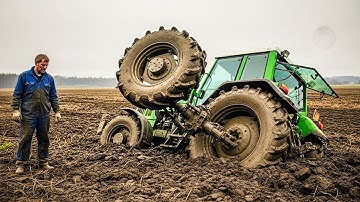 Tractor Trapped In Mud Compilation | Amazing Tractor Operator Skills #25