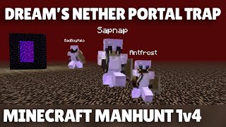 Dream Kills Four Fully Loaded Hunters With INSANE Nether Portal Trap (FULL) - Minecraft Manhunt