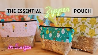 The Essential Zipper Pouch with Boxed Corners in 5 Sizes