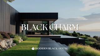 Modern Black Minimalist House: Embrace Rustic Elegance and Organic Decor by the Sea
