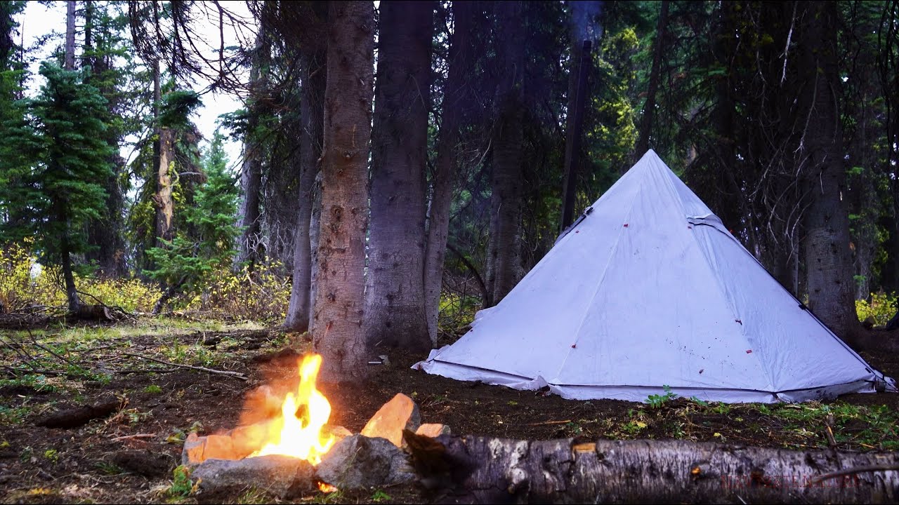 Hot Tent Camping in Rain and Snow Overnight ASMR YouTube