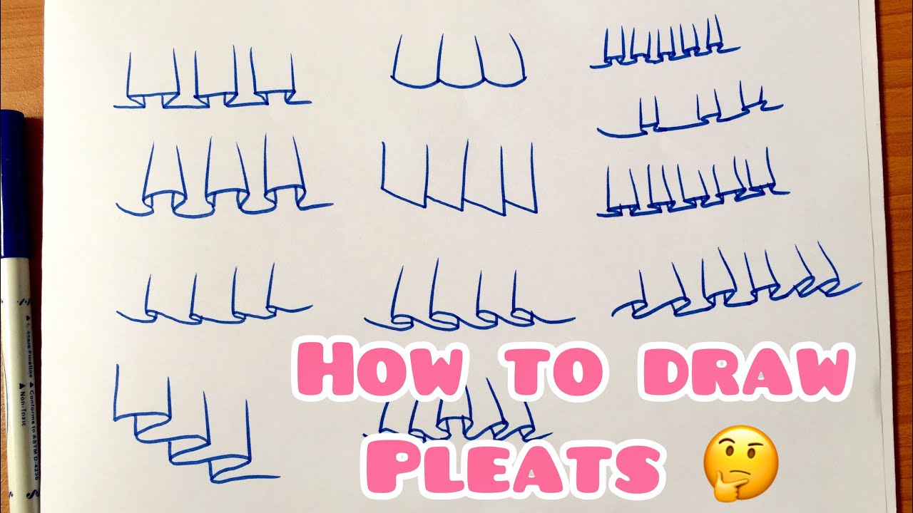 كيفية رسم الكشكشة والطيات - how to draw pleats and ruffles