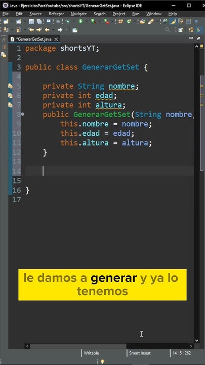 Generar CONSTRUCTOR, GETTERS y SETTERS con nuestro IDE #cursodejava # ...