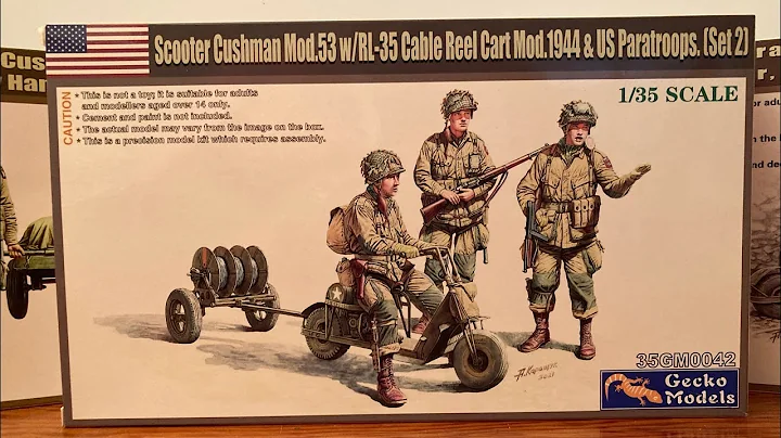 WW2 Cushman Scooter w/Cable Reel Cart & US Paratroopers (SET 2) 1/35 Gecko models