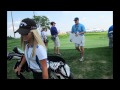 Golfer patrick reed  his caddiewife justine with aaron baddeley at liberty national