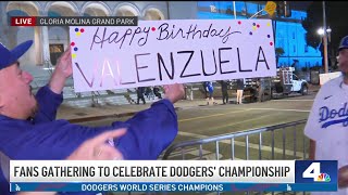 Dodgers fans gather early for downtown LA parade