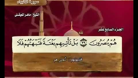 الجزء السابع عشر 17 من القرآن الكريم بصوت الشيخ ماهر المعيقلي