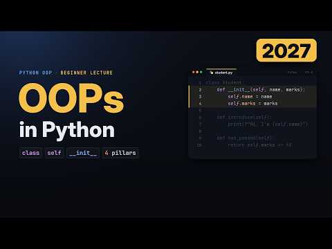 OOPs in Python: Classes, Objects, self & the 4 Pillars (2027)