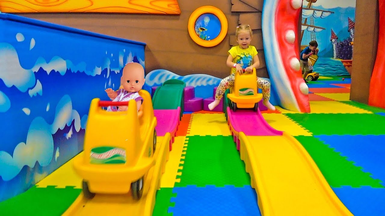 Stacy with Baby doll playing on the indoor playground in Moscow - YouTube