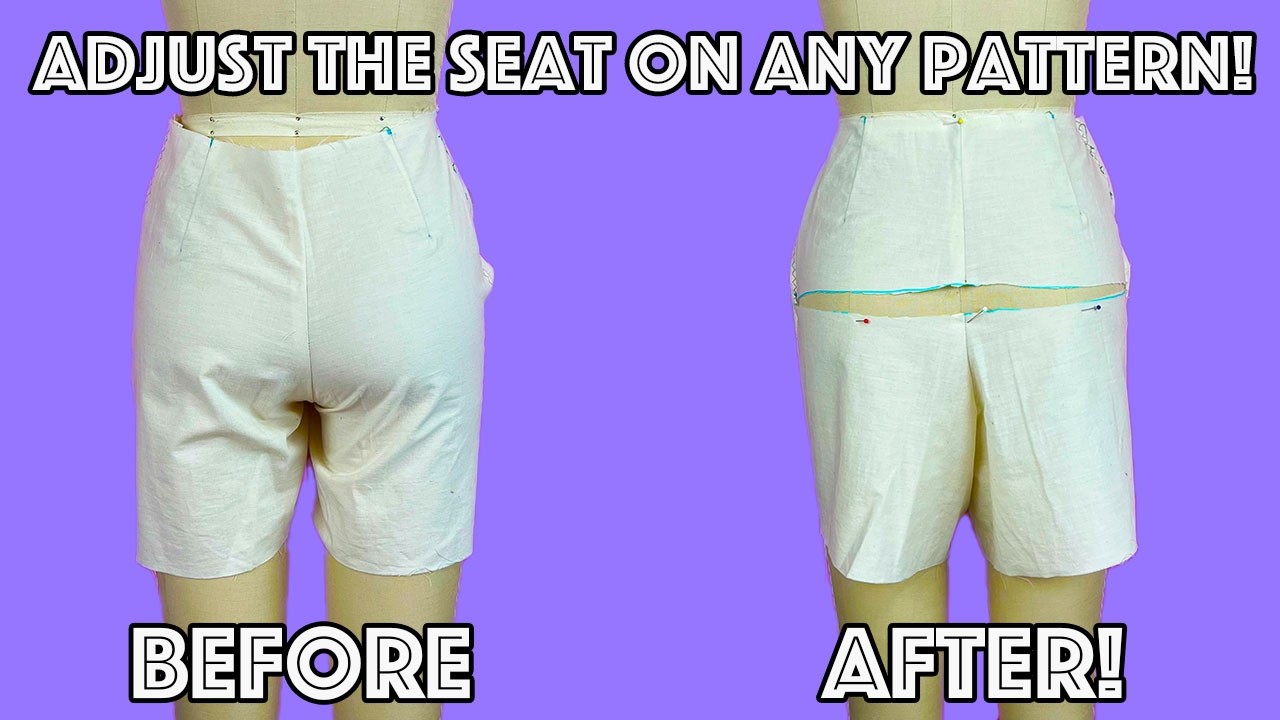 Seat Adjustment Pants Pattern Drafting Tutorial! Make It Bigger OR Smaller!