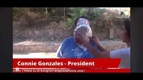 Connie Gonzlez taking pies for a good cause