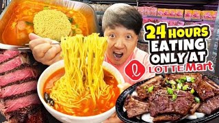 Eating ONLY KOREAN GROCERY STORE FOOD for 24 Hours! Lotte Mart FOOD TOUR