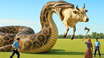 Emergency Rescue Team Saves Exhausted White Cow from Ferocious Python Ambush Near the Farm Road 🚨🐂🐍