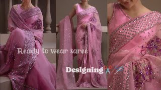 Haniya Amir inspired ready to wear saare/trending stone work saare designing/models inspired