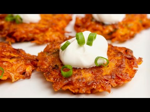 Cheesy Sweet Potato Latkes Recipe