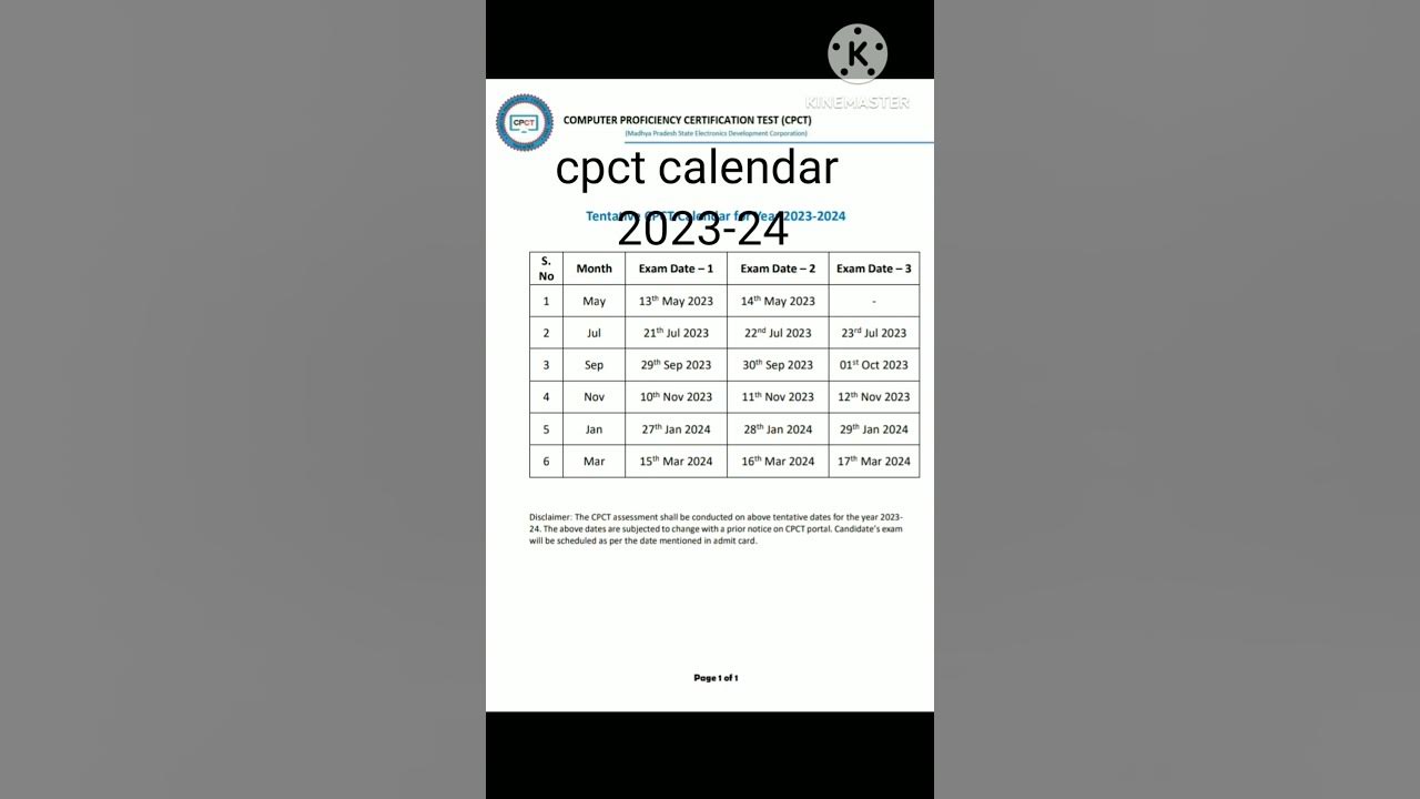 Cpct calendar 202324 YouTube