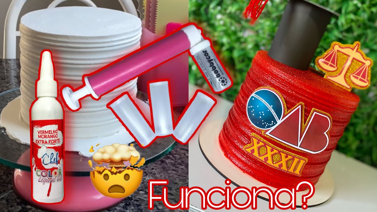 COMO PINTAR BOLO COM CORANTE EM GEL NA BOMBINHA! Bolo tema OAB 😍♥️