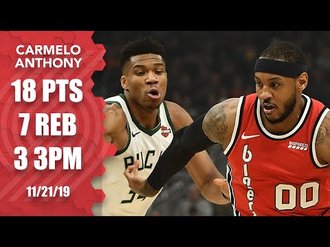 Carmelo Anthony drops 18 on the Bucks in his second game with the Blazers | 2019-20 NBA Highlights