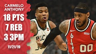 Carmelo Anthony drops 18 on the Bucks in his second game with the Blazers | 2019-20 NBA Highlights