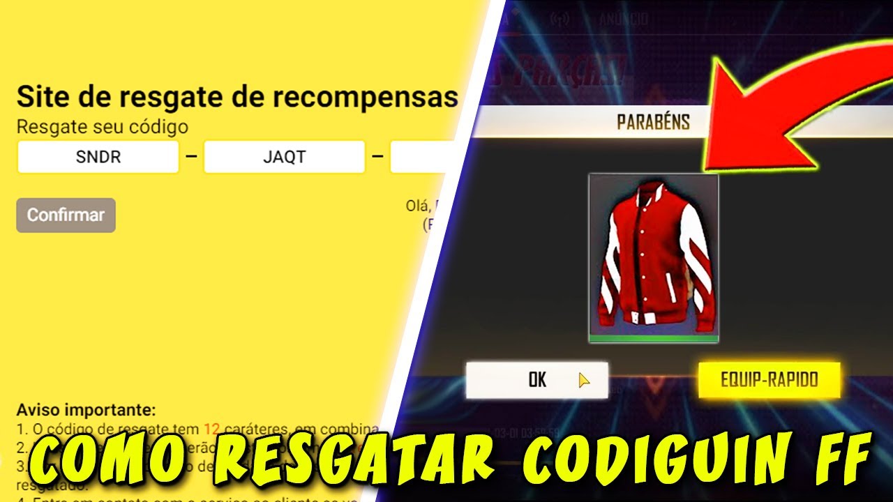 CODIGUIN FF: Novo código infinito com jaqueta do Santander