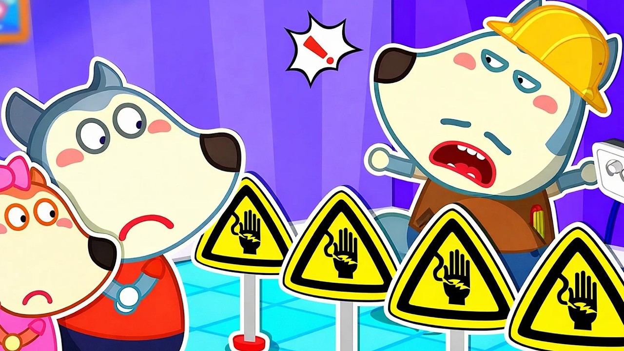 Los niños no deben tocar la electricidad😱Padre rescata a su hijo a tiempo | Wolfoo 2D en español