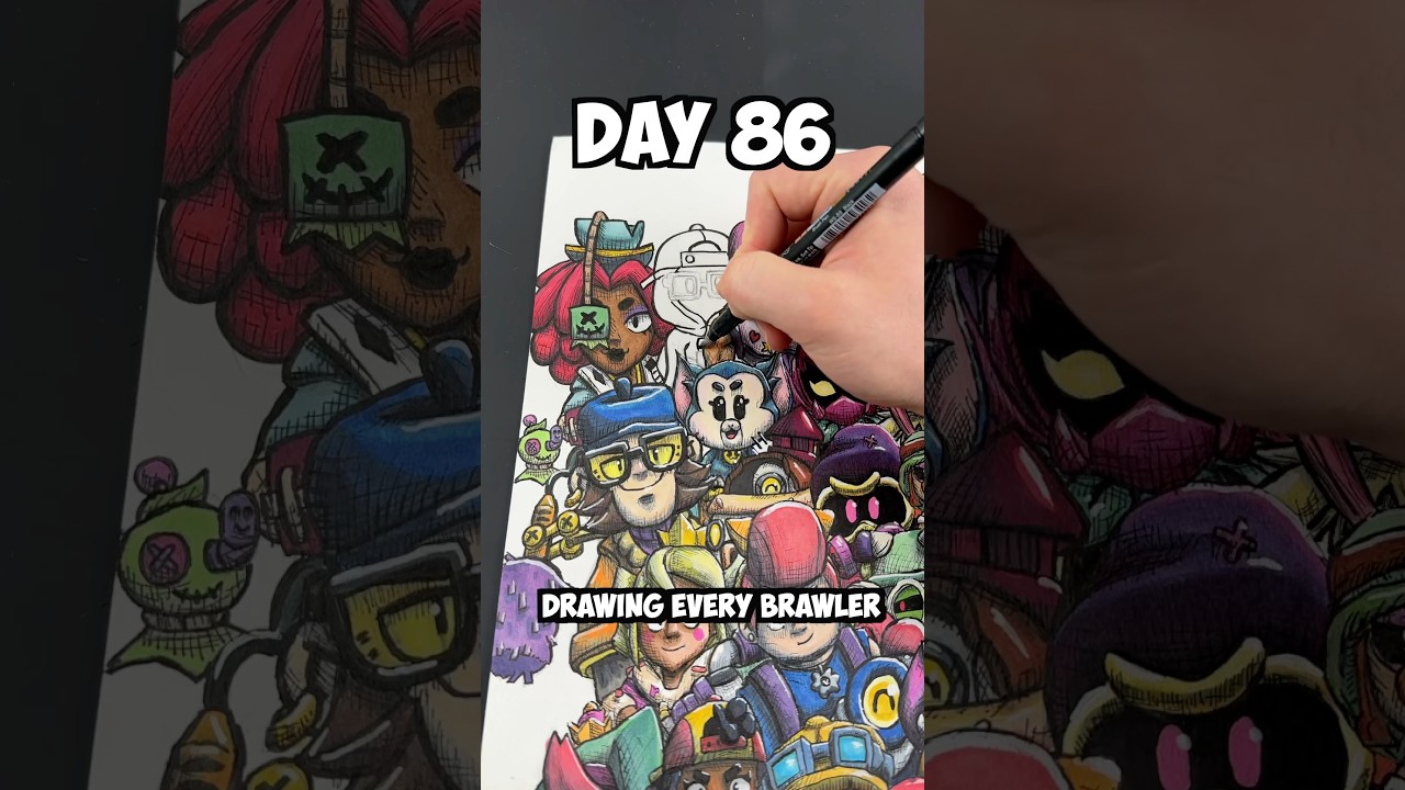 Day 86 Drawing EVERY Brawler - Shade🤯 #shorts #brawlstars #drawing