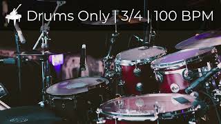 Simple Drum Beat 3/4 100 Bpm Drums Backing Track For Practise