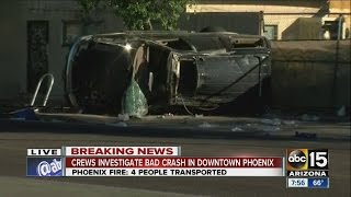 Three ejected in single-vehicle crash in downtown Phoenix