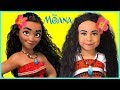 DISNEY MOANA MAKEUP Tutorial for Kids & Costume Disney Princess Alisa Pretend Play with Toy and Doll