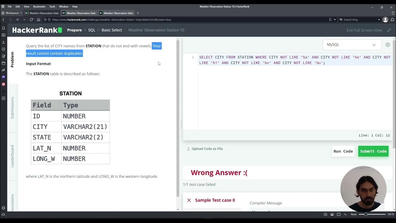 Weather Observation Station 10 SQL Basic Select HackerRank Solution
