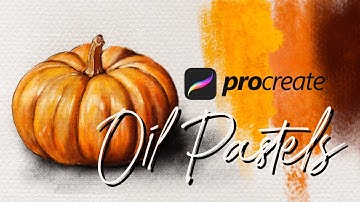 Procreate Oil Pastels Brushes : Drawing Pumpkin Tutorial 🎃🍁