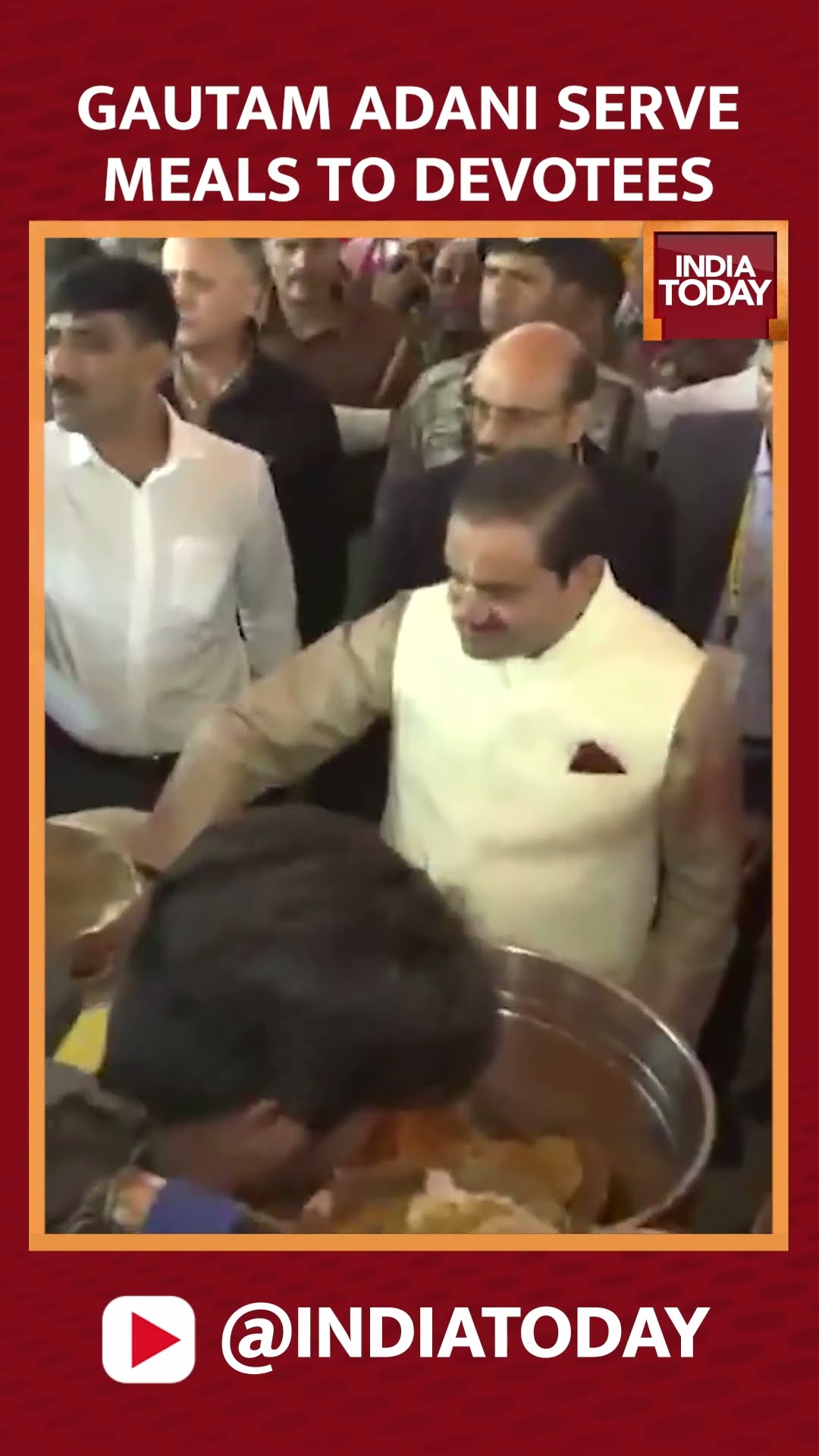 Gautam Adani serve meals to devotees at the Maha Kumbh Mela