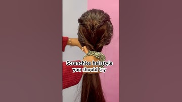 try this 1mint scrunchies hairstyles hack/#shortvideo#hairstyles#hairtutorial#hack#