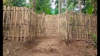 Membuat pintu pagar kebun dari bambu bisa buka tutup