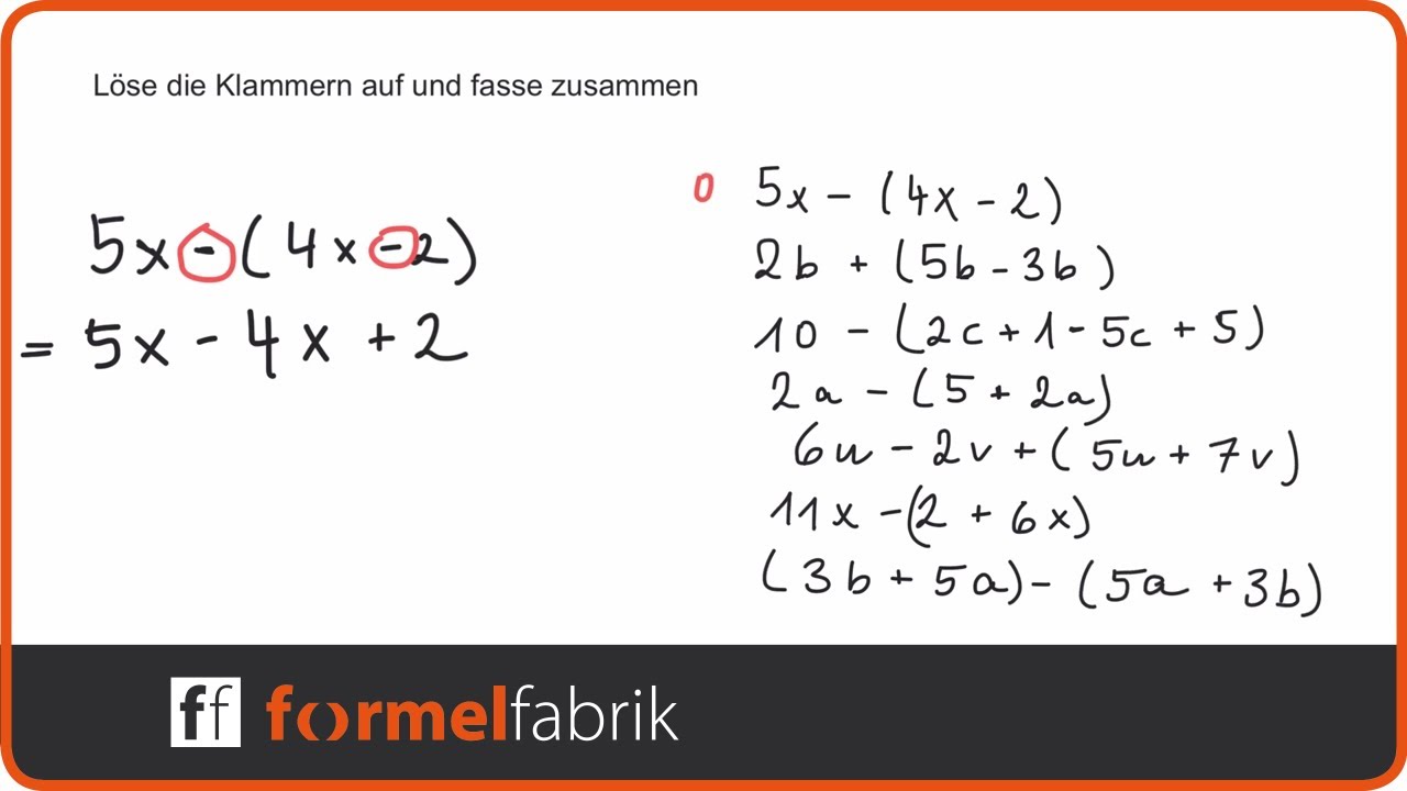 Terme vereinfachen: Minus vor Klammer – Training (Nr. 6) - YouTube