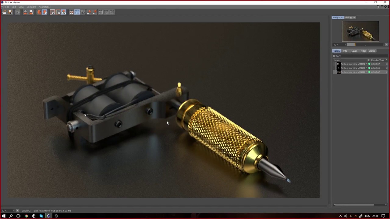 (speed modeling tattoo machine) Cinema 4d, c4d, redshift, Adobe photoshop