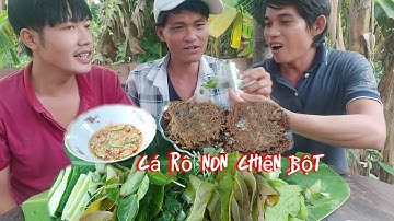 Cá rô non chiên bột cuốn bánh tráng /món ngon miền tây long mt vlogs #8