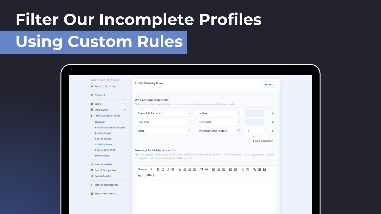 Filter Out Incomplete Profiles Using Visibility Rules - YouTube