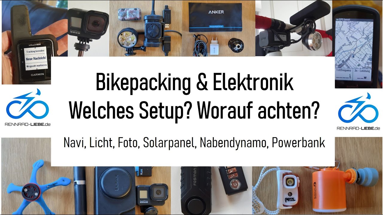 Bikepacking Navigation, Licht, Powerbank, Solarpanel, Nabendynamo