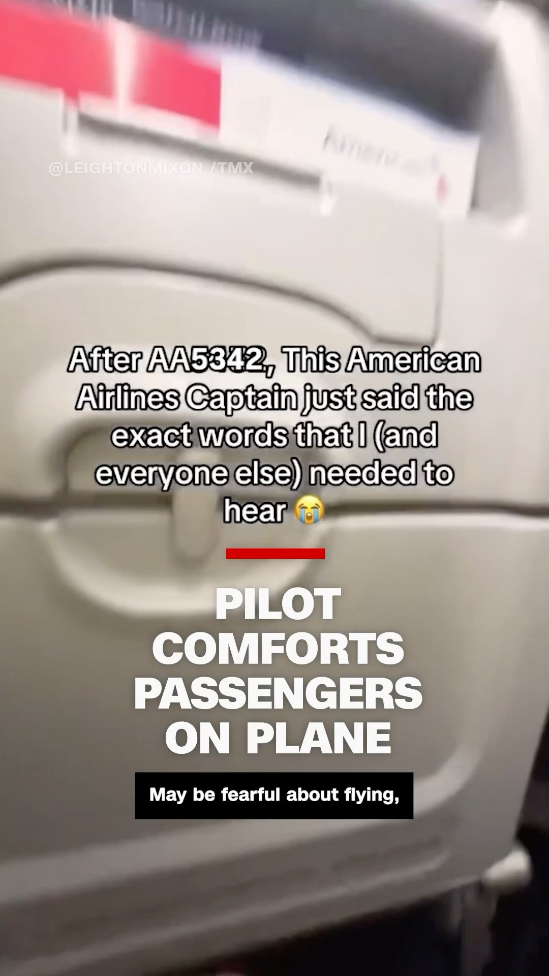 Pilot comforts passengers on plane