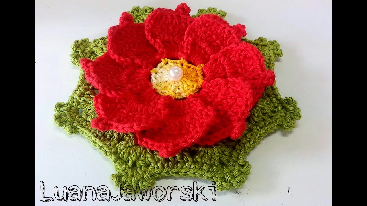 ⭐*︎様 ANIERROBE de FLEURS赤♡ Imperial Crochet Flower - Tutorial (Luana Jaworski) - YouTube
