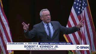 HHS Secretary Robert F. Kennedy, Jr at Charlie Kirk Memorial Service.