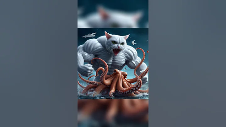 Cat fighting with octopus🙀🙀😺#save kitten 😺🐈#catlove🤩#lovelyecats 🐈