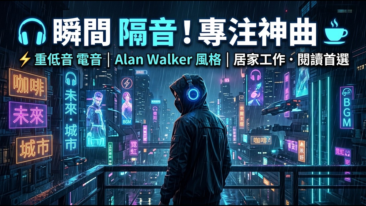 【咖啡廳的絕對領域】一秒屏蔽吵雜人聲！戴上耳機的極致專注 ☕｜Alan Walker 風格全低音 EDM｜遠距辦公與假日閱讀的高階 BGM