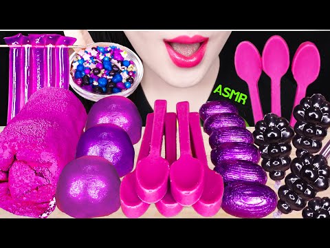 ASMR PURPLE FOODS *EDIBLE <strong>TOWEL</strong>, GRAPE RICE CAKE, EDIBLE SPOON 먹는 수건, 포도 떡, 먹는숟가락 먹방 EATING SOUNDS