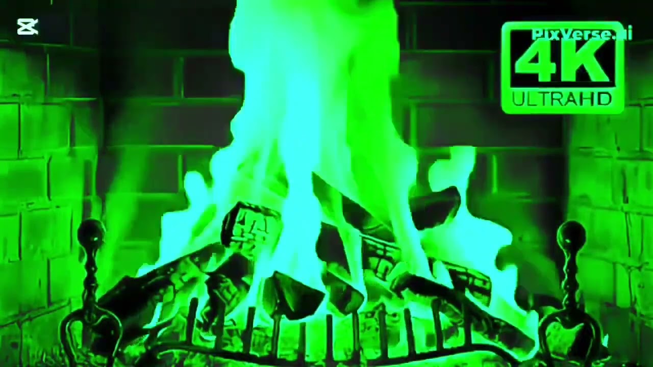 Fantasy Green Fireplace 4K | Calm & Cozy Atmosphere